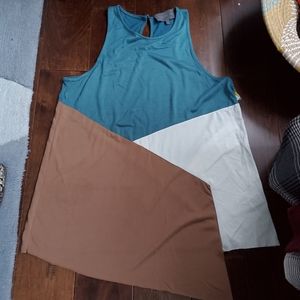 Teal,  Brown and white tank by Sunday in Brooklyn brand size small cotton